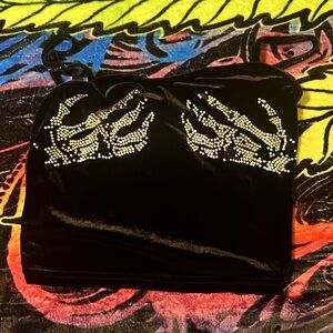 Rhinestone skeleton hand print crop top
